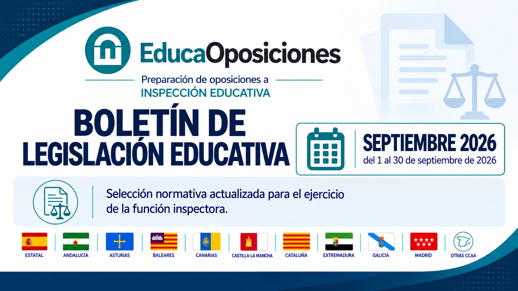 Boletín legislativo educativo septiembre 2026 de EducaOposiciones