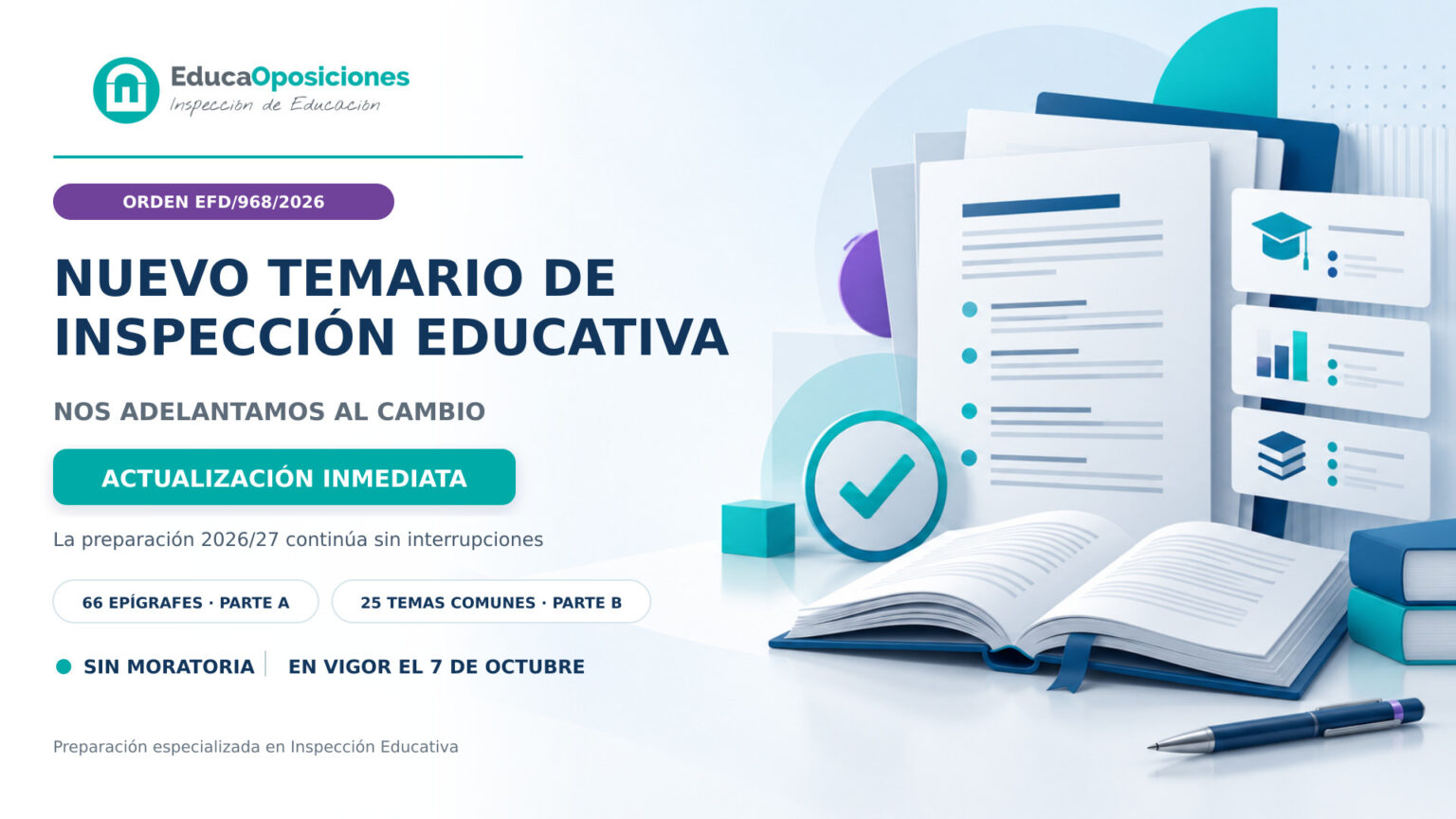 Nuevo temario de Inspección Educativa 2026 y adaptación inmediata de EducaOposiciones
