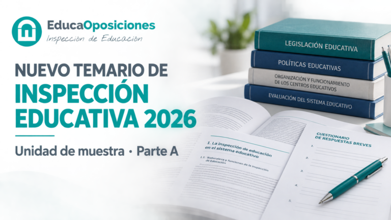 Nuevo temario de Inspección Educativa 2026 y unidad de muestra de la Parte A