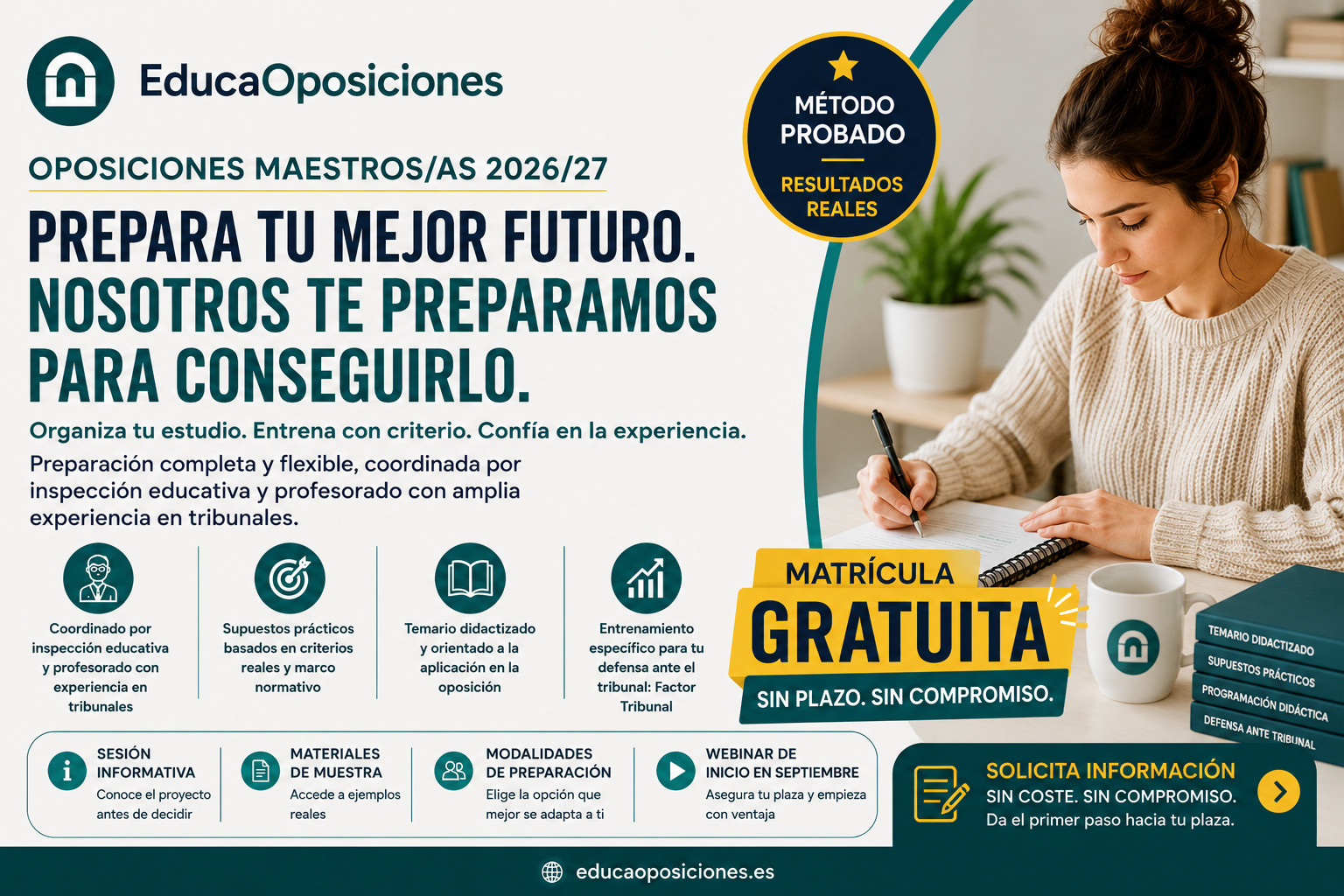 Preparación de oposiciones de Maestros 2027 en EducaOposiciones con temario, supuestos prácticos, programación didáctica y entrenamiento para la defensa ante el tribunal.